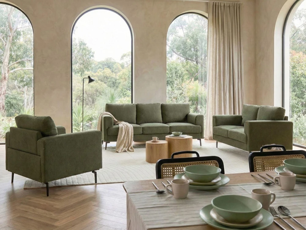 Sofa Beliani 6 vietų svetainės baldų komplektas LOUSTO, žalias