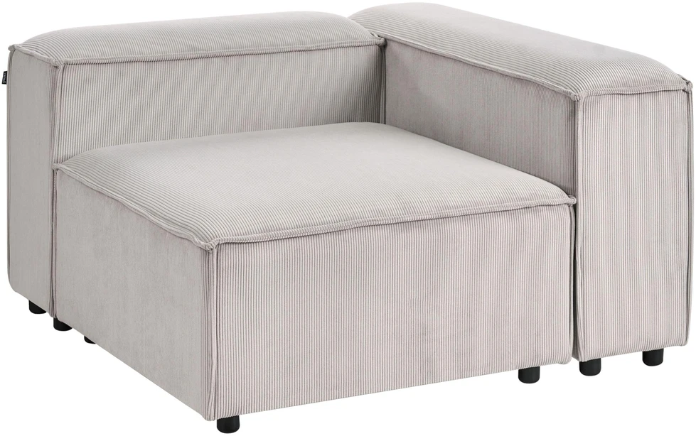 Sofa Beliani ARDAL kampinis modulis, briaunuotas velvetas, smėlio ir pilkos spalvos, kairinis
