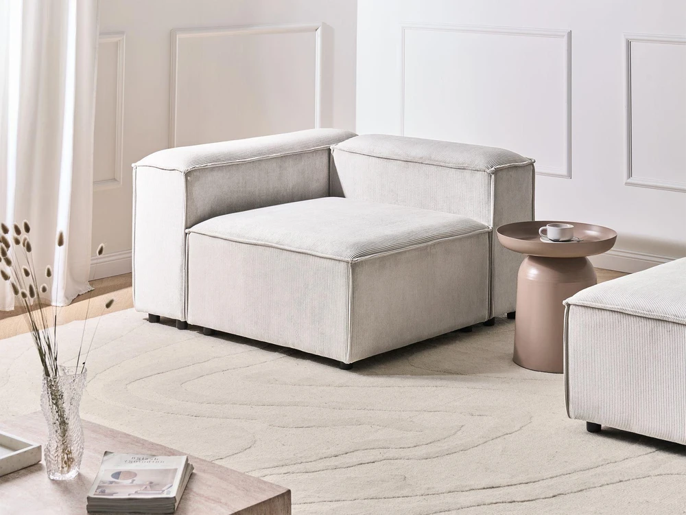 Sofa Beliani ARDAL kampinis modulis dešininis, kreminė balta spalva, velvetas