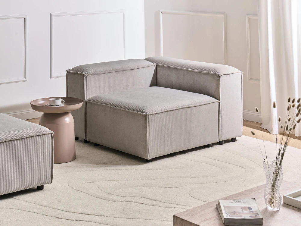 Sofa Beliani ARDAL kampinis modulis, velvetas, smėlio pilkas, dešininis