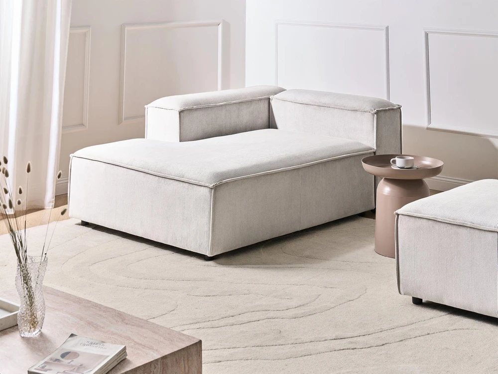 Sofa Beliani ARDAL šezlongas, dešininis, kreminės spalvos veliūras