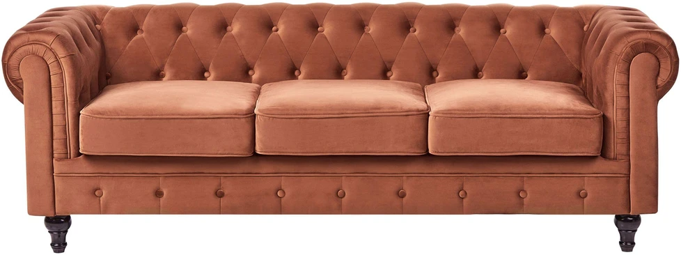 Sofa Beliani CHESTERFIELD poilsio baldų komplektas 4 asmenims, veliūrinis, aukso rudos spalvos