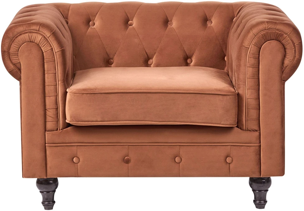 Sofa Beliani CHESTERFIELD poilsio baldų komplektas 4 asmenims, veliūrinis, aukso rudos spalvos