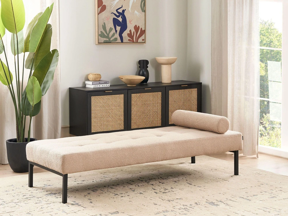 Sofa Beliani CHINON šezlongas, „Bouclé“, smėlio spalvos