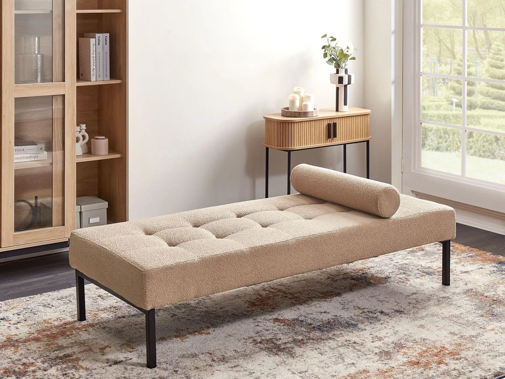 Sofa Beliani CHINON šezlongas, „Bouclé“, smėlio spalvos