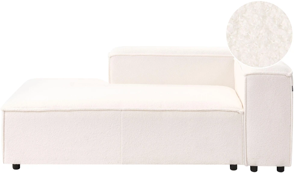 Sofa Beliani Dešinės pusės sėdmaišis ARDAL Bouclé, sulaužyta balta