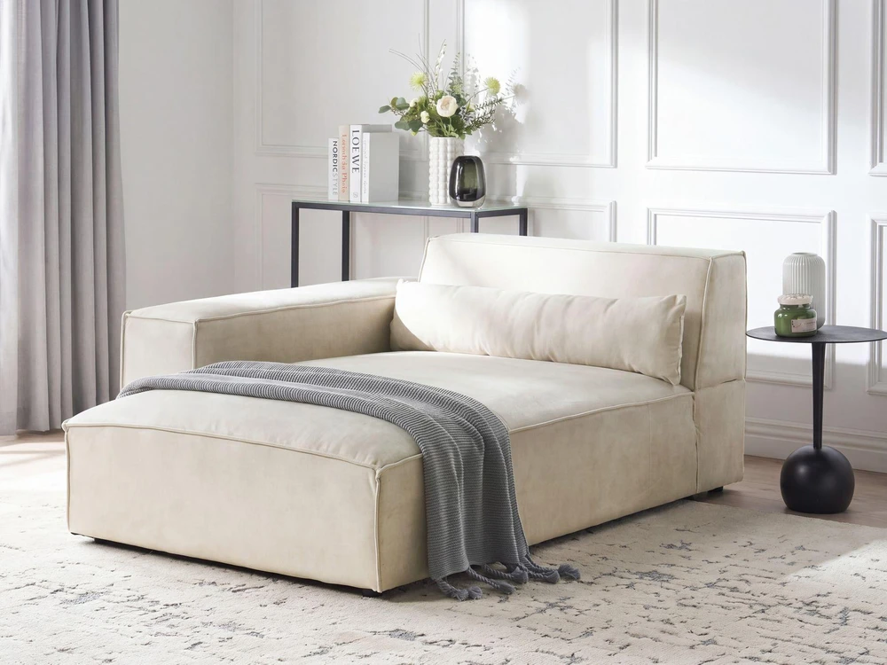 Sofa Beliani Dešiniapusis sėzlongas HELLNAR, šviesiai smėlinis veliūras