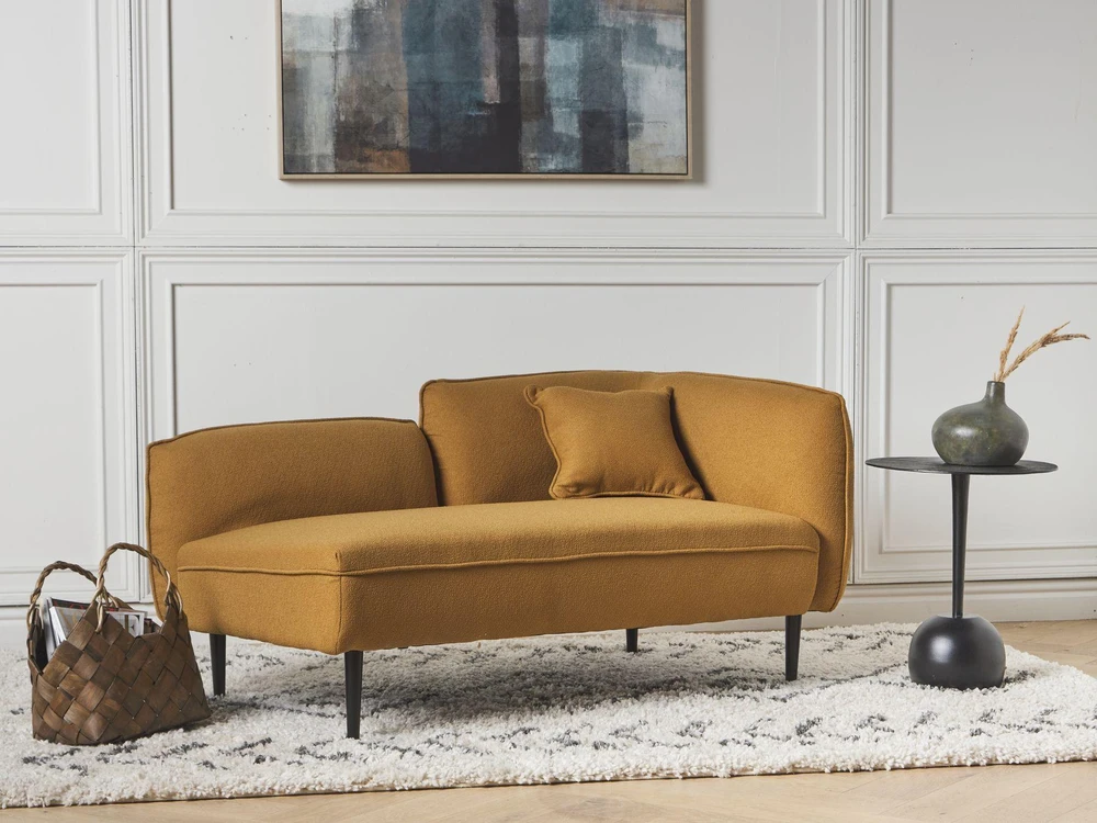 Sofa Beliani Dešininė šezlongas CHEVANNES Boucle garstyčių spalvos