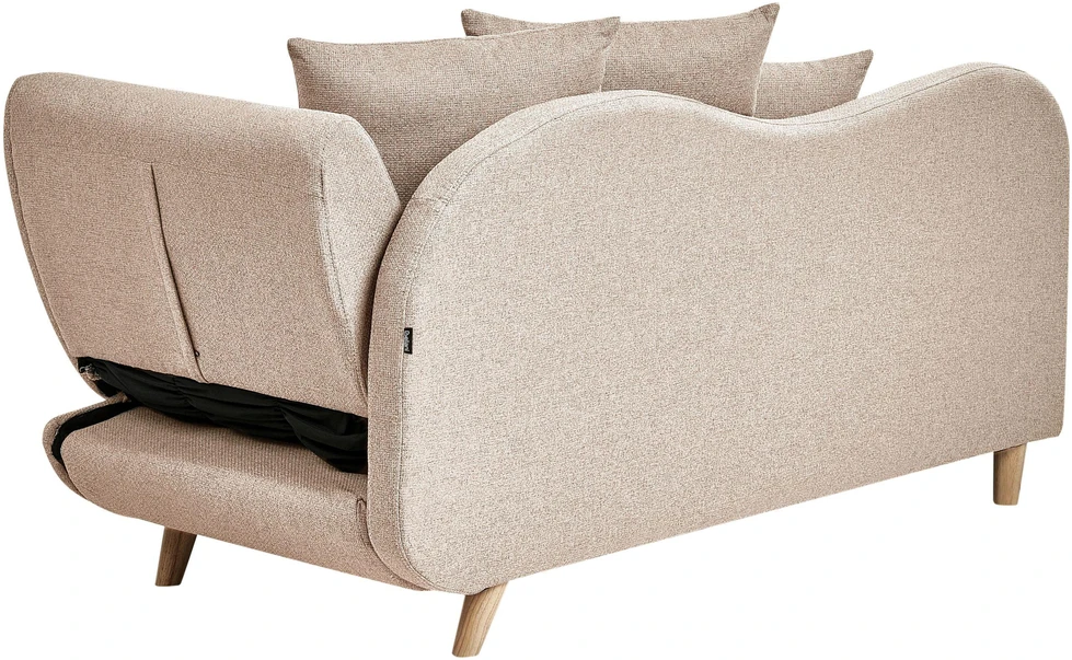 Sofa Beliani Dešininė šezlongas MERI sintetinis linas šviesiai rudas su daiktadėže