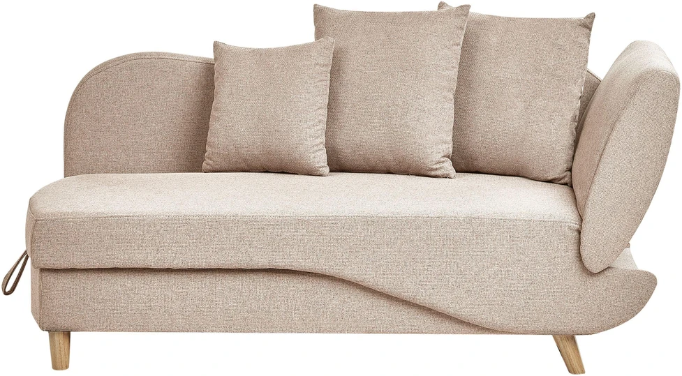 Sofa Beliani Dešininė šezlongas MERI sintetinis linas šviesiai rudas su daiktadėže