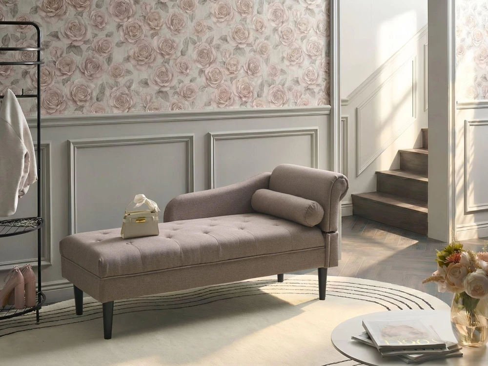 Sofa Beliani Dešininė šezlongas YVOIRE smėlio spalvos