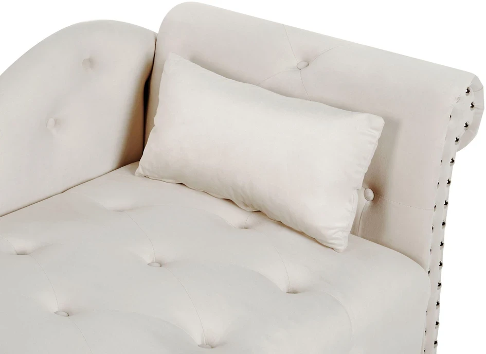 Sofa Beliani Dešininė šezlongo kėdė IVRY, veliūrinė, šviesiai smėlio spalvos