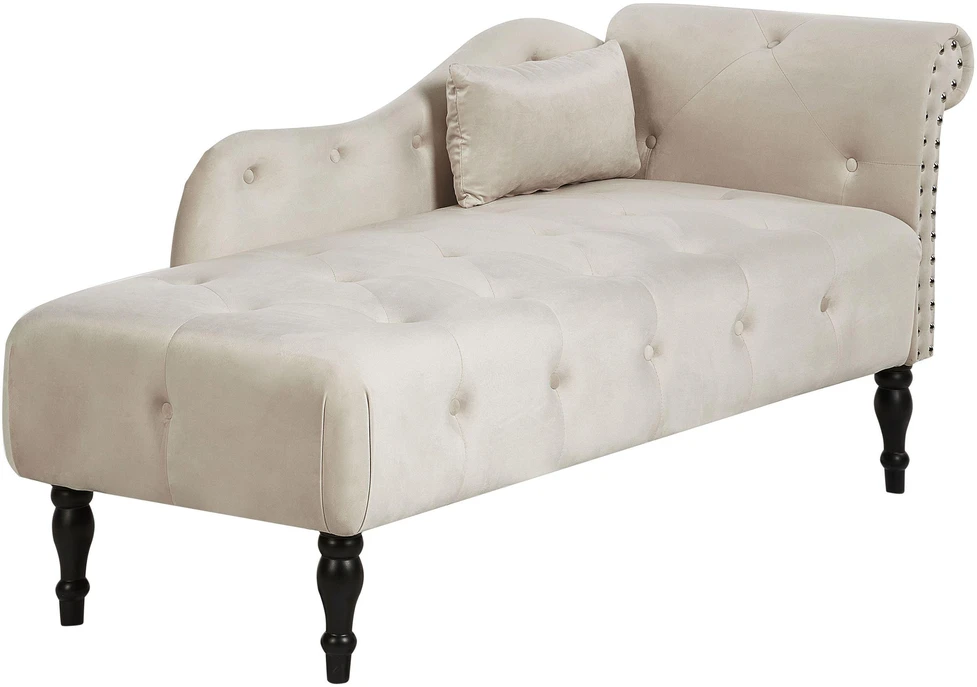 Sofa Beliani Dešininė šezlongo kėdė IVRY, veliūrinė, šviesiai smėlio spalvos