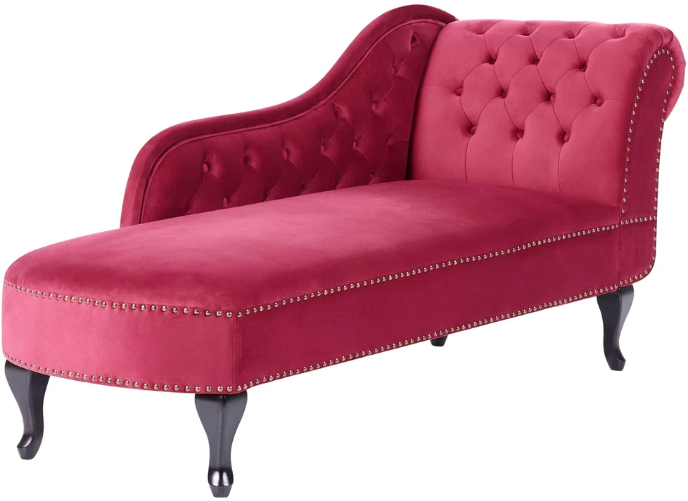 Sofa Beliani Dešininė šezlongo kėdė NIMES aksominė bordo
