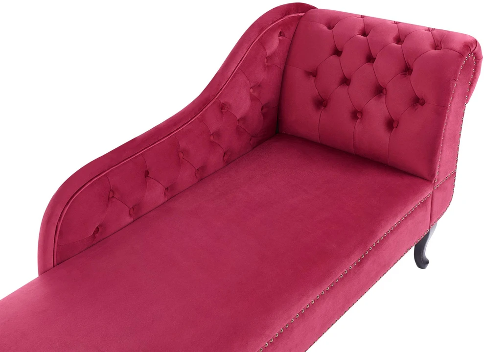 Sofa Beliani Dešininė šezlongo kėdė NIMES aksominė bordo