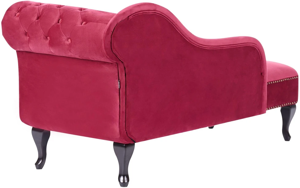 Sofa Beliani Dešininė šezlongo kėdė NIMES aksominė bordo