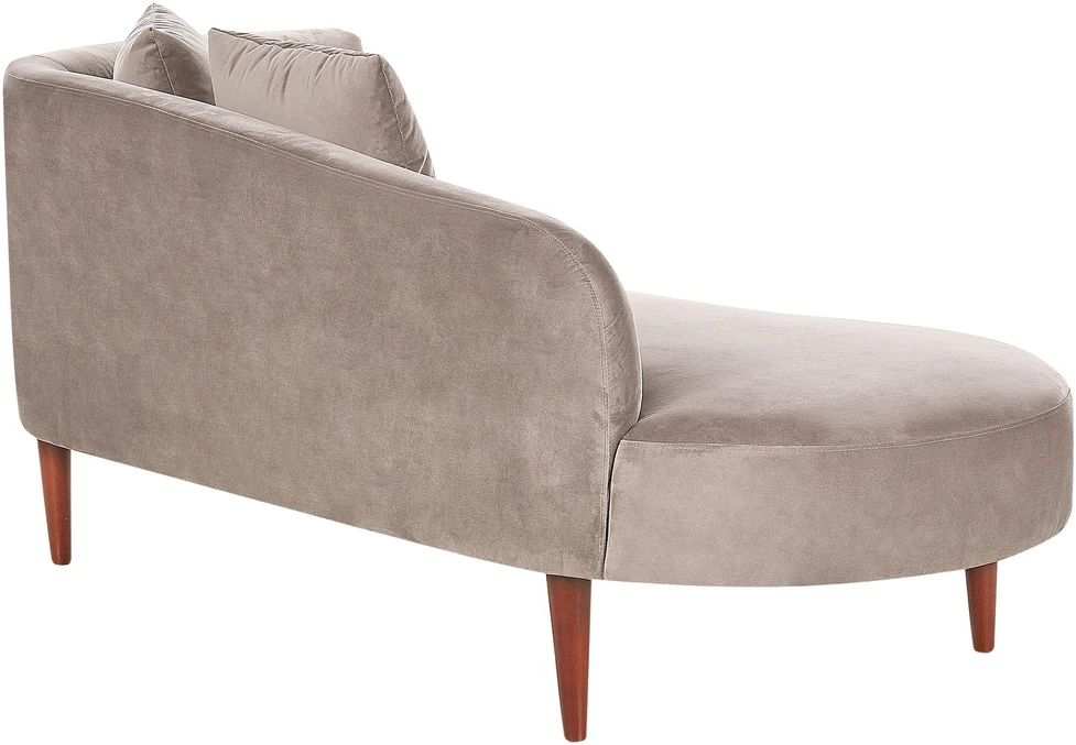 Sofa Beliani Dešininės pusės šezlongas CHAUMONT veliūrinis smėlio pilkos spalvos