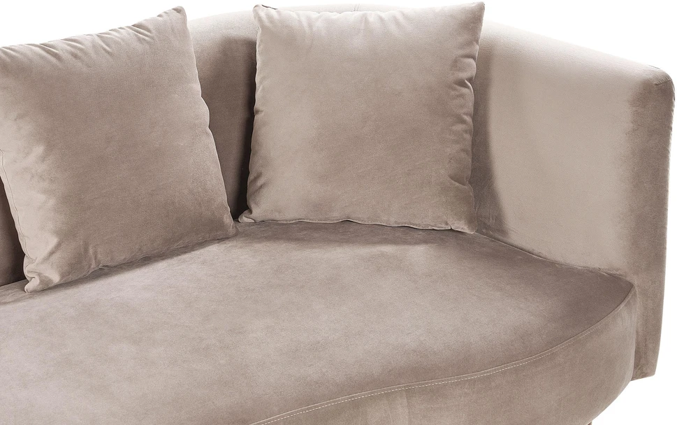 Sofa Beliani Dešininės pusės šezlongas CHAUMONT veliūrinis smėlio pilkos spalvos