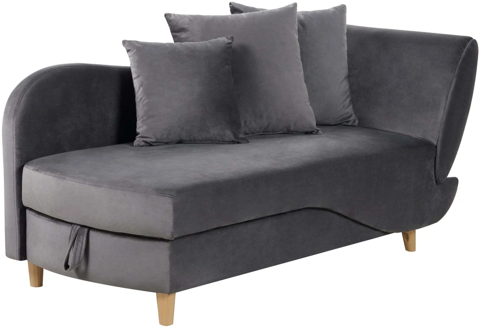 Sofa Beliani Dešininės pusės šezlongas MERI veliūrinis tamsiai pilkas su daiktadėže
