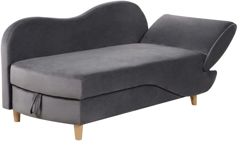 Sofa Beliani Dešininės pusės šezlongas MERI veliūrinis tamsiai pilkas su daiktadėže