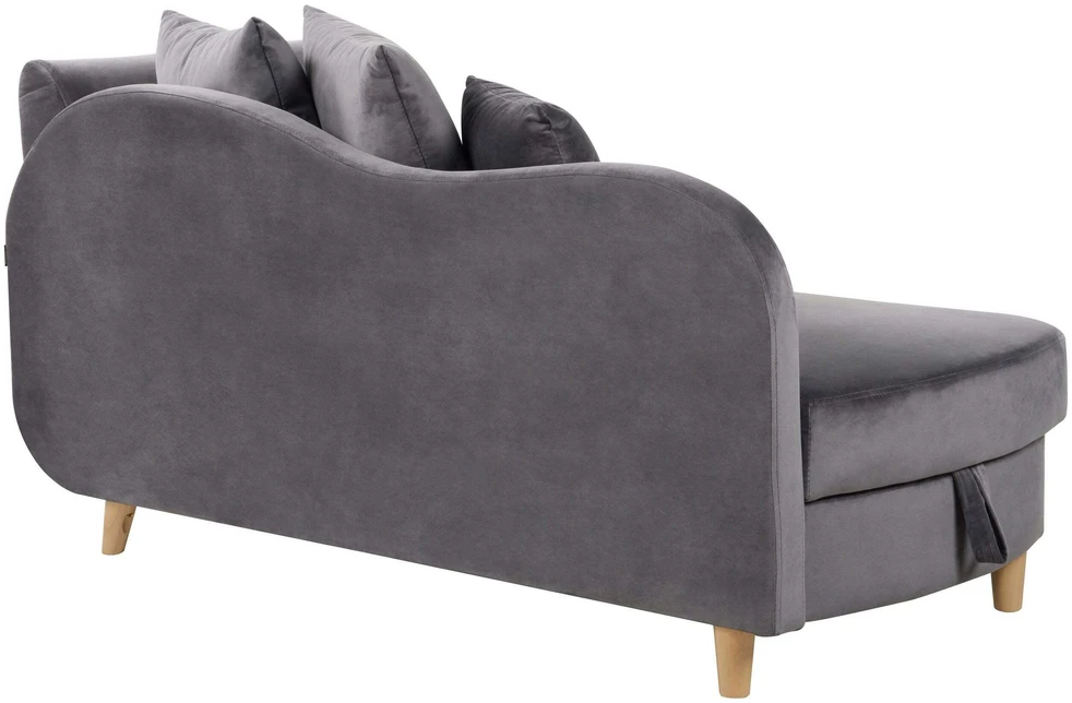 Sofa Beliani Dešininės pusės šezlongas MERI veliūrinis tamsiai pilkas su daiktadėže