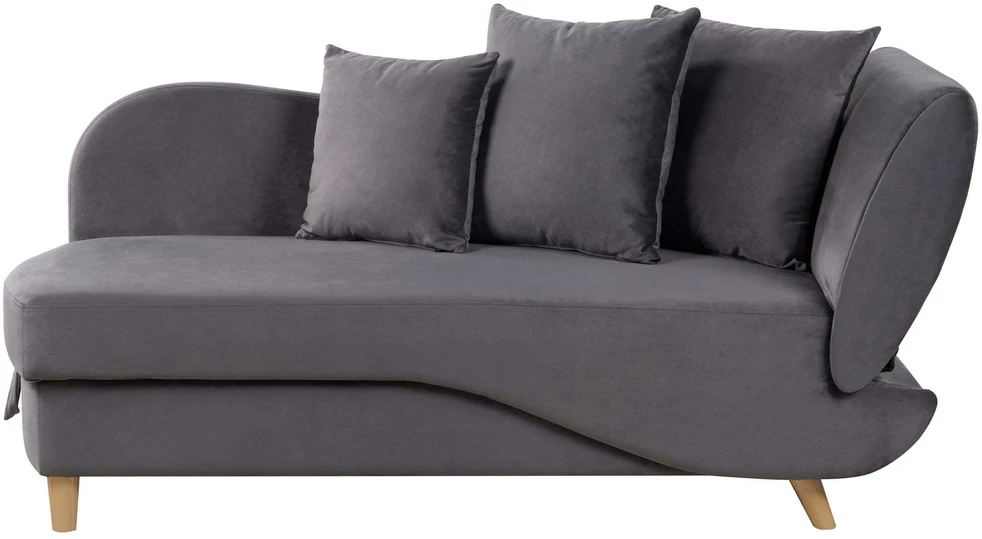 Sofa Beliani Dešininės pusės šezlongas MERI veliūrinis tamsiai pilkas su daiktadėže