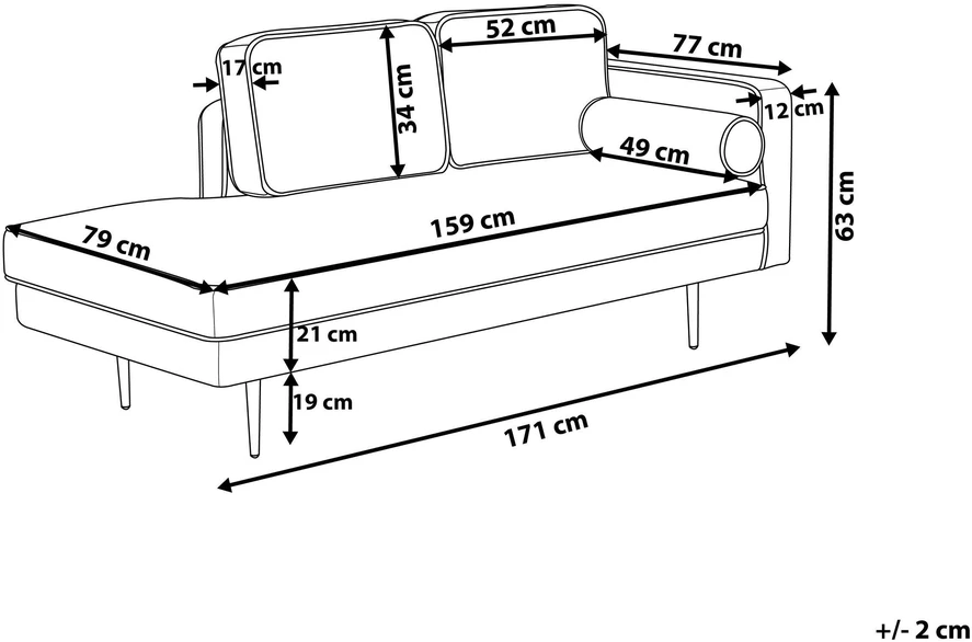 Sofa Beliani Dešininės pusės šezlongas MIRAMAS, veliūras, juodas