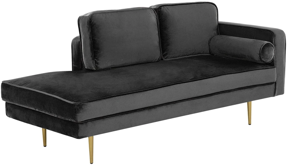 Sofa Beliani Dešininės pusės šezlongas MIRAMAS, veliūras, juodas