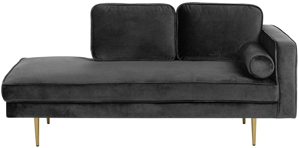 Sofa Beliani Dešininės pusės šezlongas MIRAMAS, veliūras, juodas