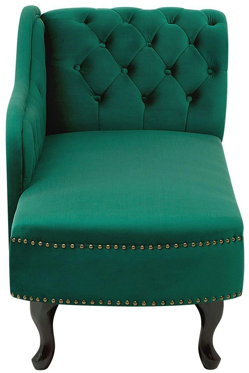 Sofa Beliani Dešininės pusės šezlongas NIMES veliūrinis žalias