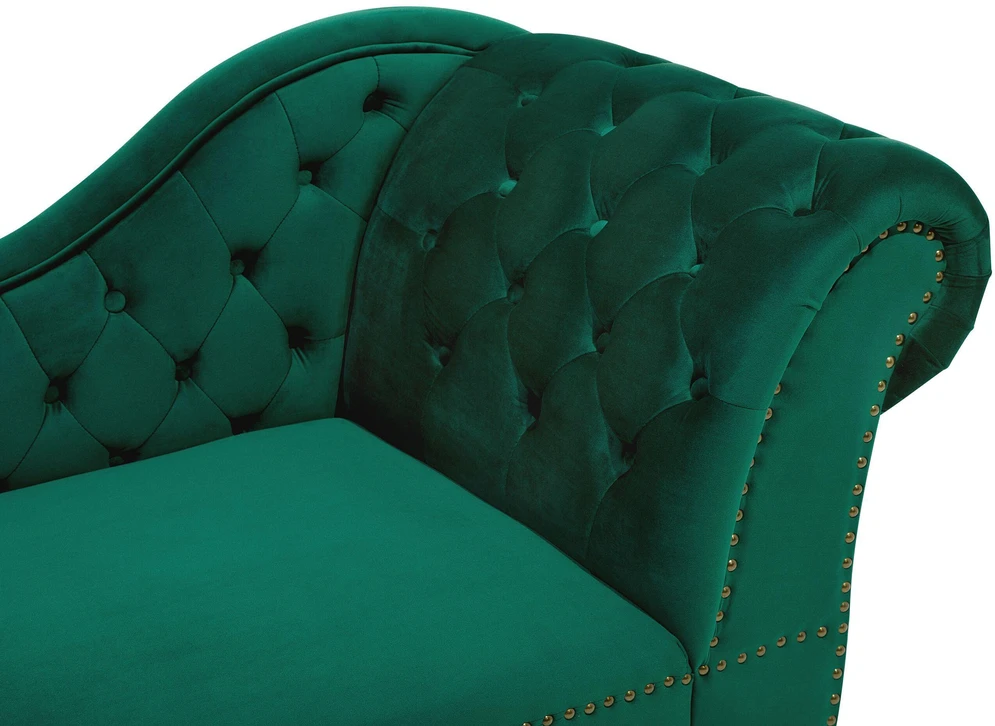 Sofa Beliani Dešininės pusės šezlongas NIMES veliūrinis žalias
