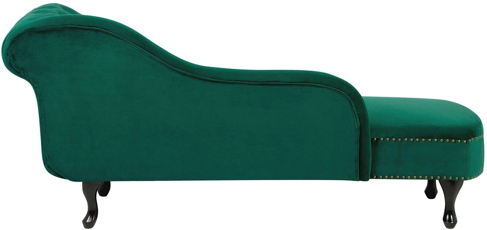 Sofa Beliani Dešininės pusės šezlongas NIMES veliūrinis žalias