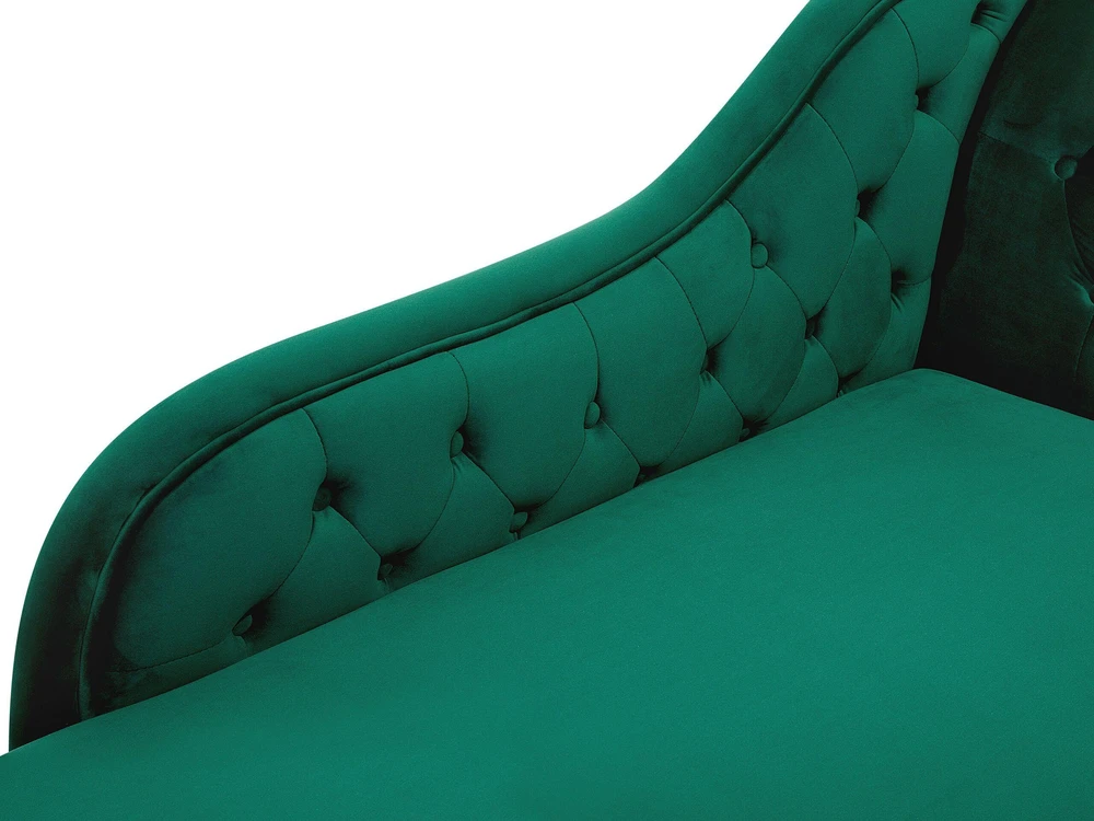 Sofa Beliani Dešininės pusės šezlongas NIMES veliūrinis žalias