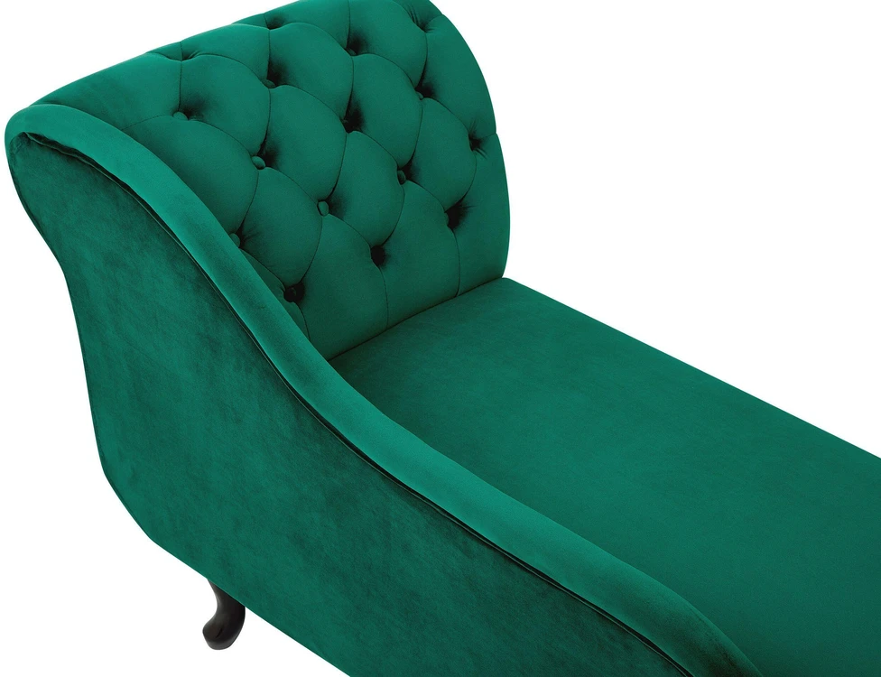 Sofa Beliani Dešininės pusės šezlongas NIMES veliūrinis žalias