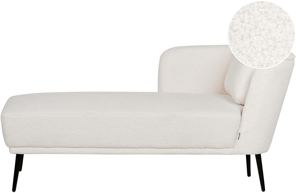Sofa Beliani Dešininis gultas ARTHEZE Boucle, kreminės baltos spalvos