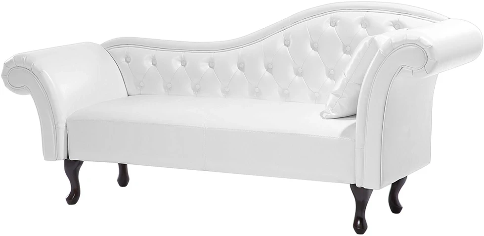 Sofa Beliani Dešininis gultas LATTES, dirbtinė oda, baltas