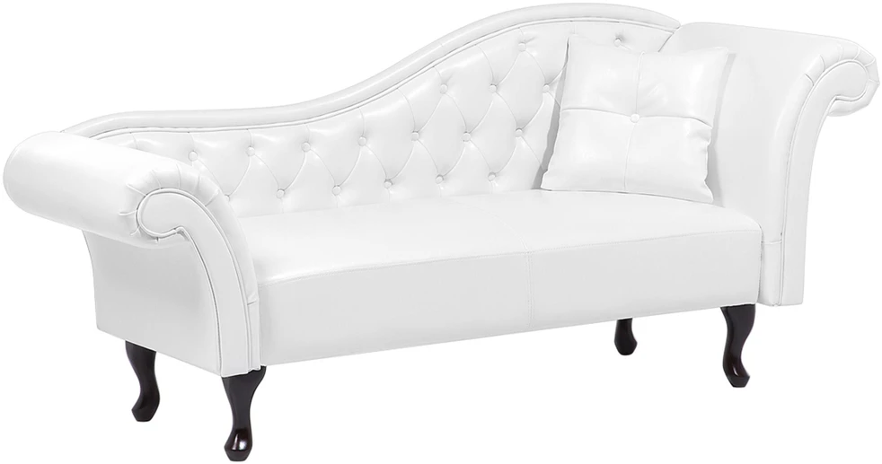 Sofa Beliani Dešininis gultas LATTES, dirbtinė oda, baltas