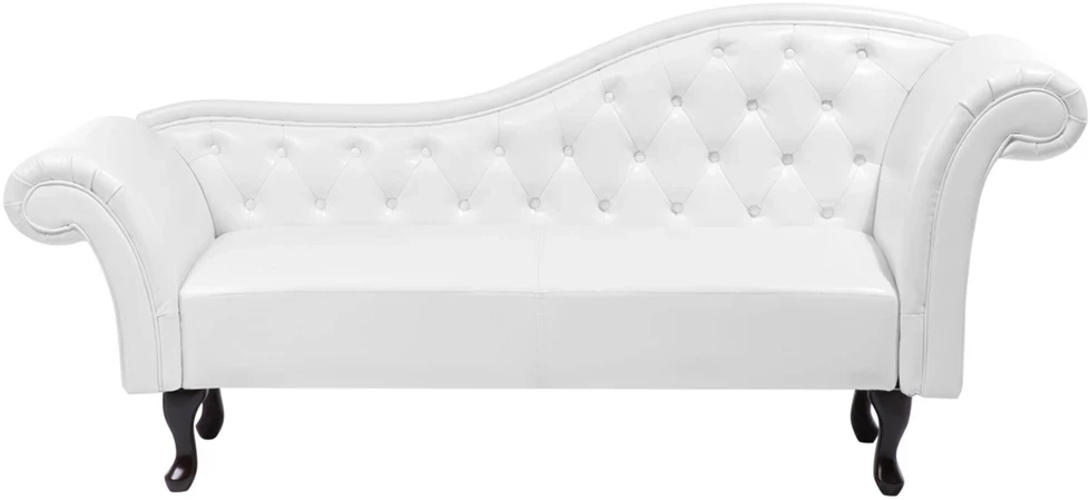 Sofa Beliani Dešininis gultas LATTES, dirbtinė oda, baltas