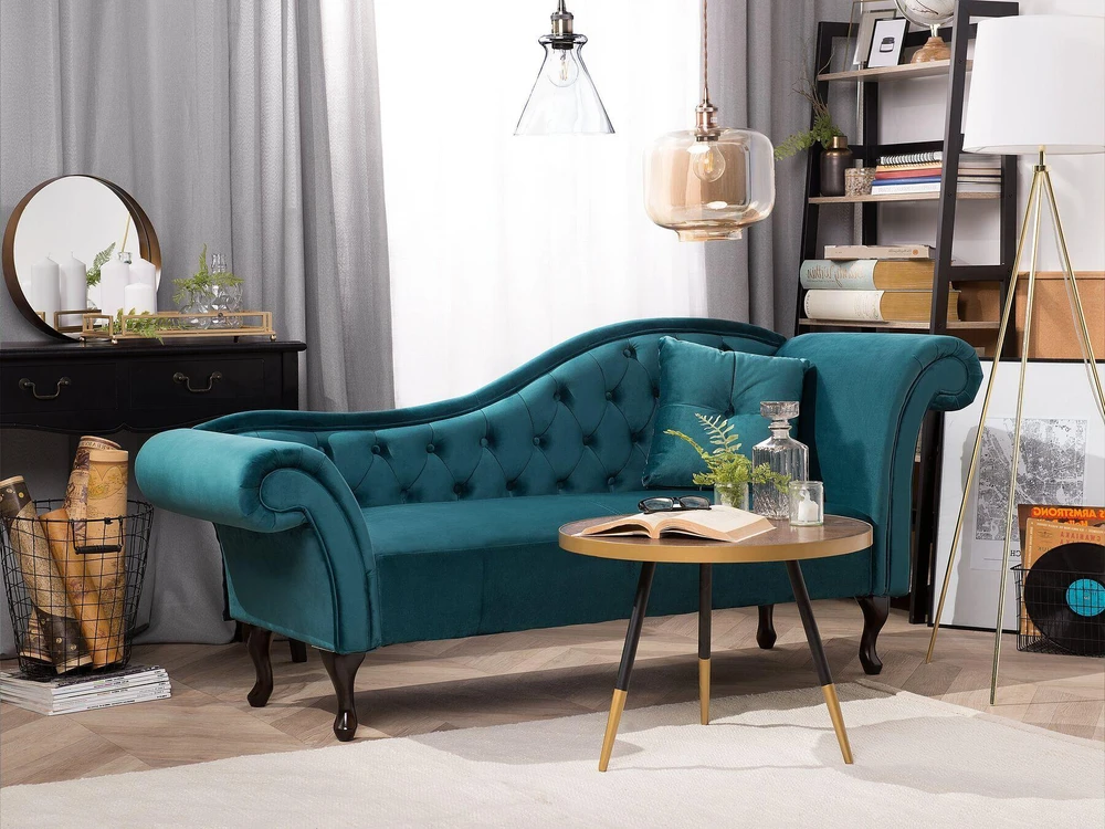 Sofa Beliani Dešininis gultas LATTES, žydras veliūras