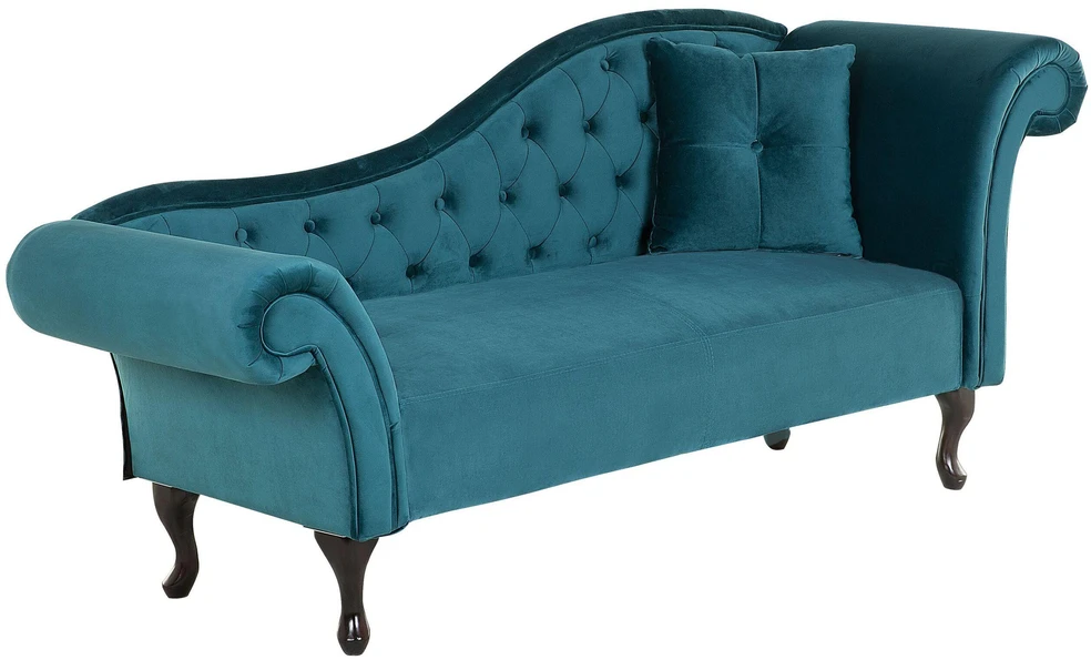 Sofa Beliani Dešininis gultas LATTES, žydras veliūras