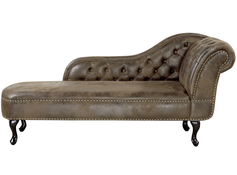 Sofa Beliani Dešininis gultas NIMES iš dirbtinio zomšo, rudas