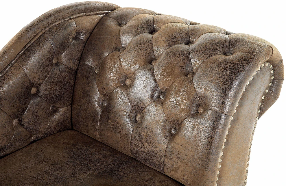 Sofa Beliani Dešininis gultas NIMES iš dirbtinio zomšo, rudas