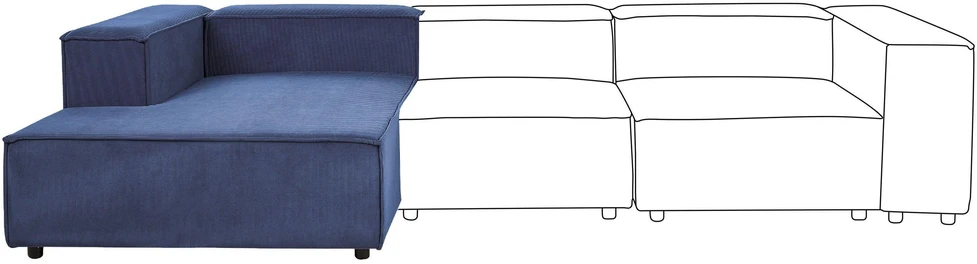 Sofa Beliani Dešininis šezlongas ARDAL, tamsiai mėlynas velvetas