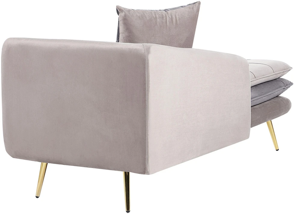 Sofa Beliani Dešininis šezlongas GONESSE, veliūrinis, smėlio ir pilkos spalvos