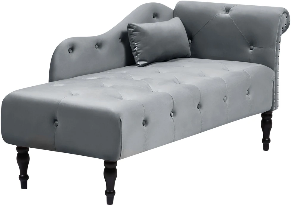 Sofa Beliani Dešininis šezlongas IVRY, veliūras, pilkas