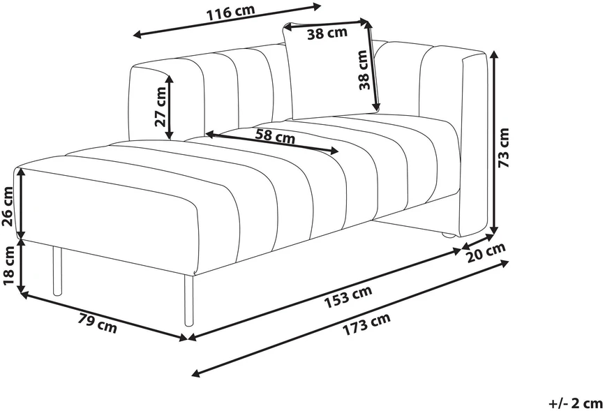 Sofa Beliani Dešininis šezlongas LANNILS šviesiai rudas