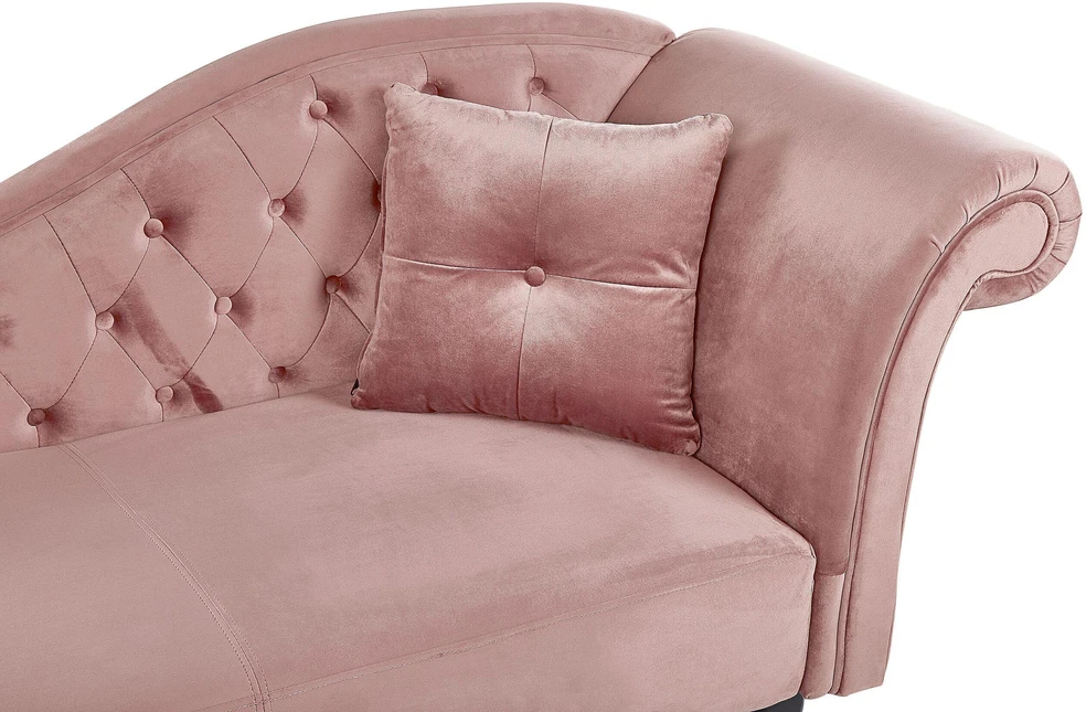 Sofa Beliani Dešininis šezlongas LATTES veliūrinis rožinis