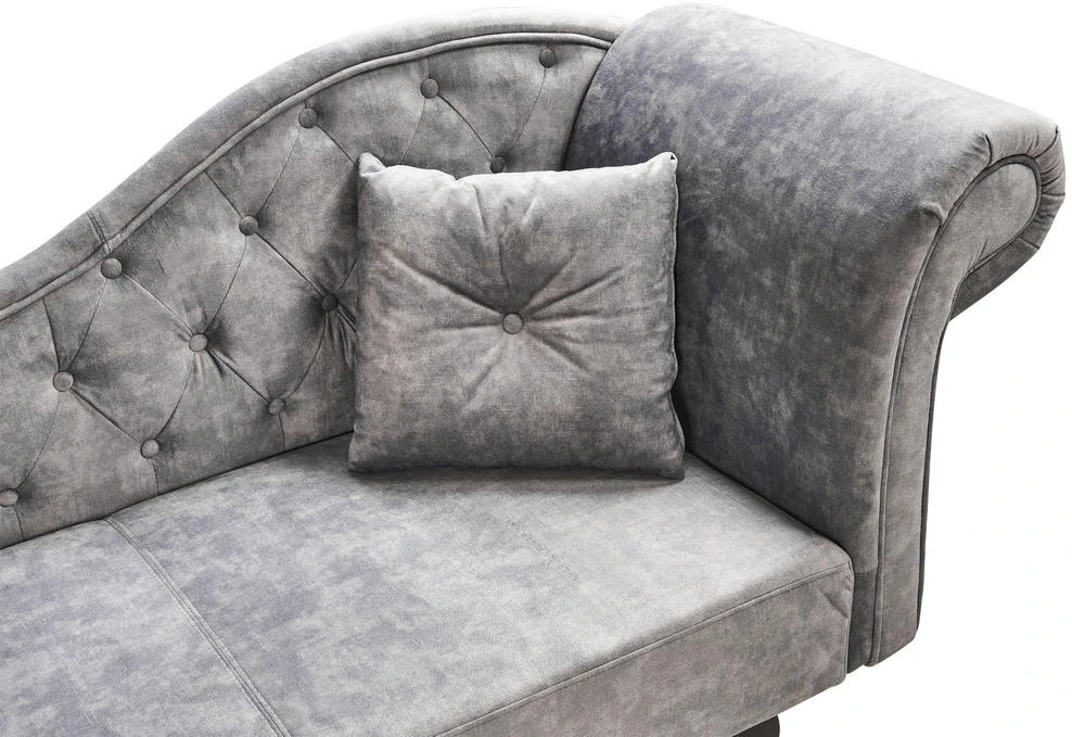 Sofa Beliani Dešininis šezlongas LATTES II, veliūras, pilkas su pagalve