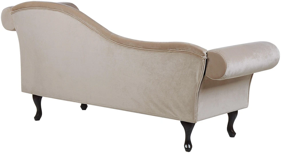 Sofa Beliani Dešininis šezlongas LATTES veliūrinis smėlio spalvos