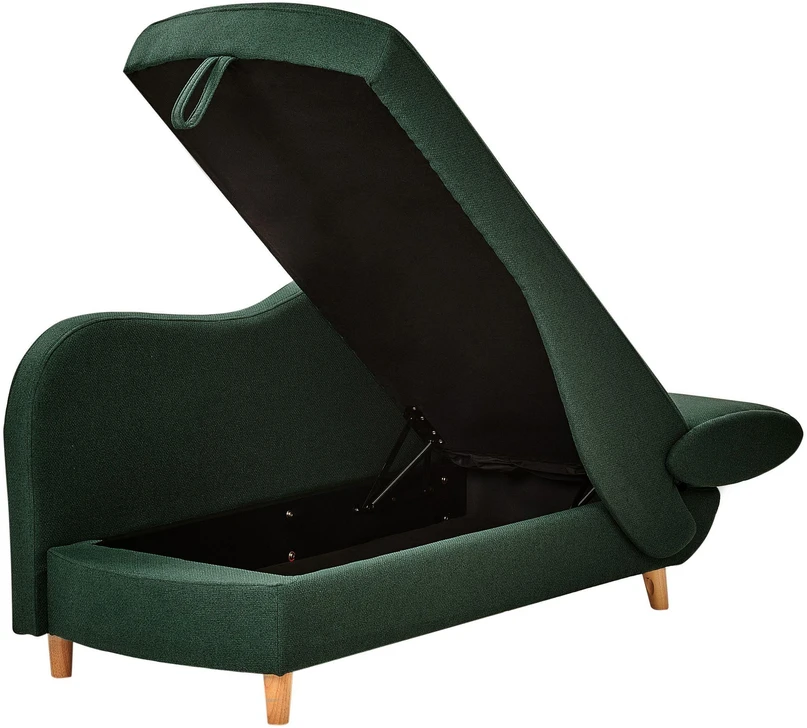 Sofa Beliani Dešininis šezlongas MERI, dirbtinio lino, žalias, su daiktadėže